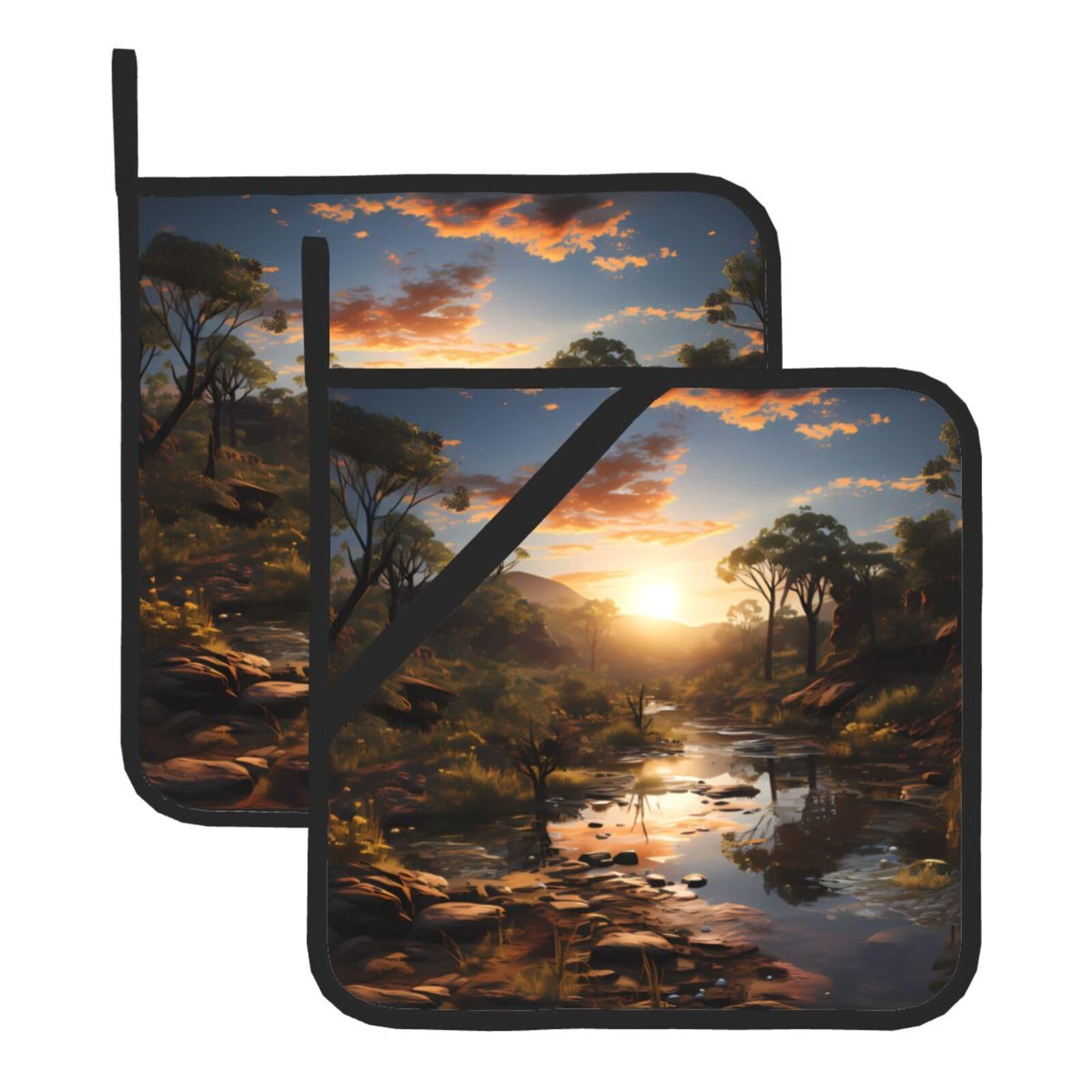 Australian Scenery Square Heat Resistant Trivet Set Thick and Durable for Baking Barbecue Cookware Oven