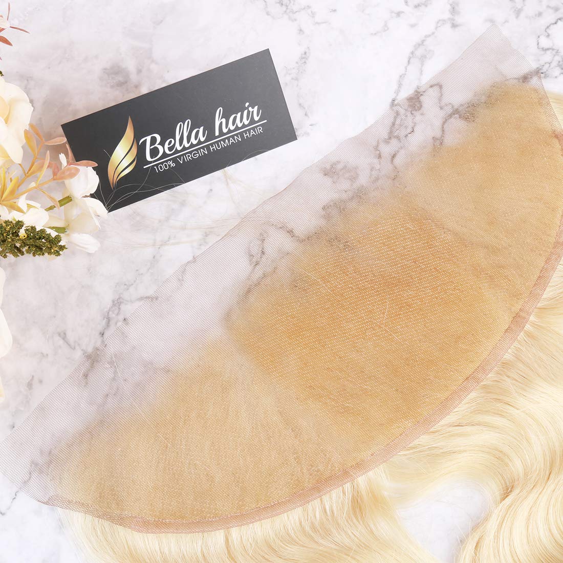 Bella Hair 613 Pre-Plucked Lace Frontal Body Wave, One Donor Virgin Human Hair 13x4 Ear to Ear Frontal with Bleached Knots (12inch)