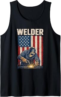 Patriotic Welder American Flag Welding Worker Retro Tank Top