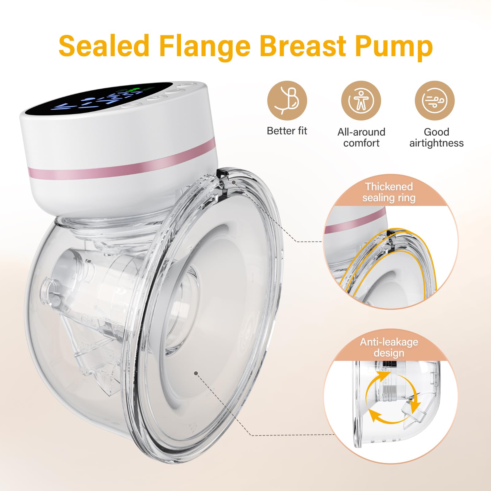 Electric Breast Pump 180ml Wearable Breast Pump Hands Free Breast Pump Portable Cordless Pump with 5 Modes & 15 Levels for Nursing Mums and Working Mothers — view 6