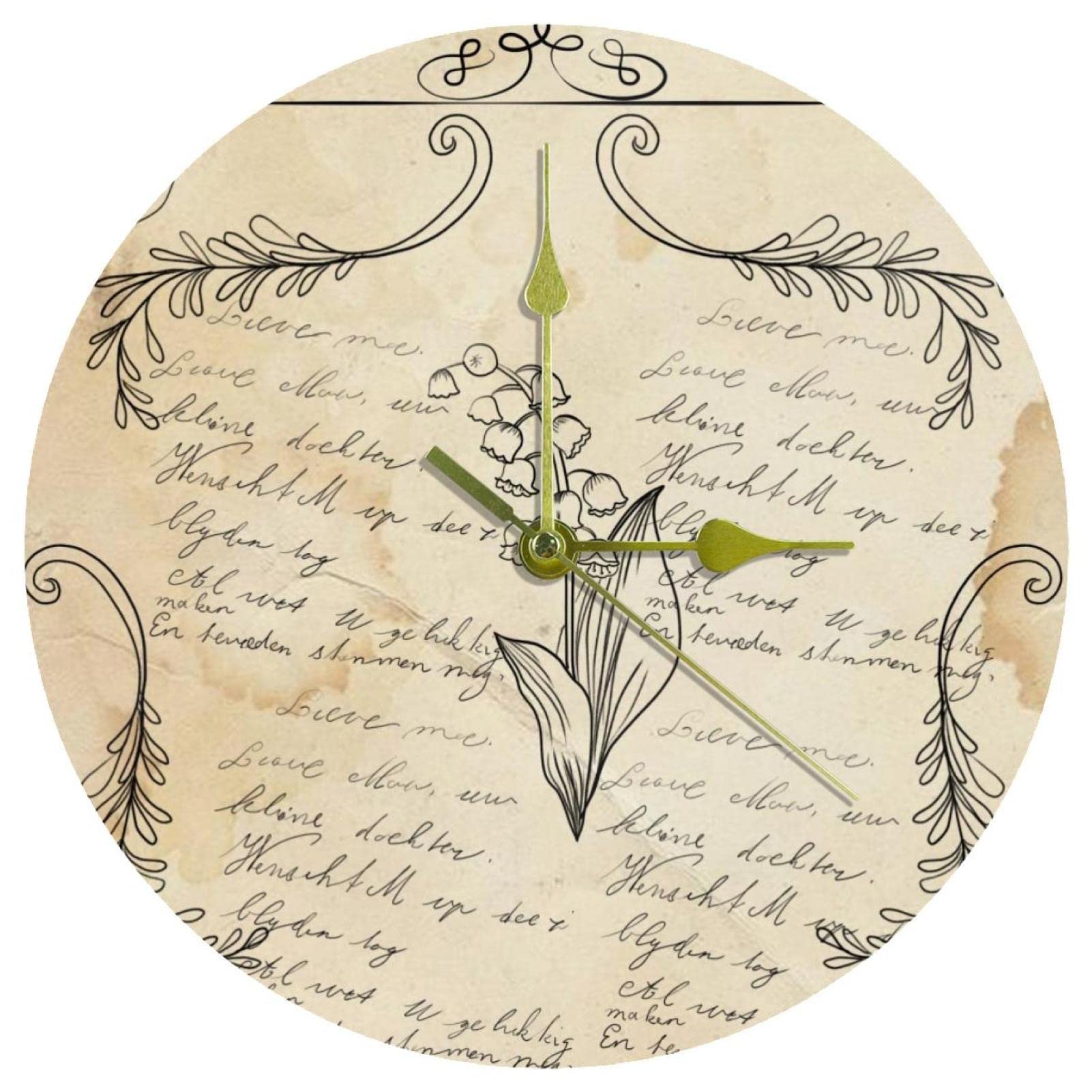 Horloge murale acrylique design lettres vintage ronde et silencieuse