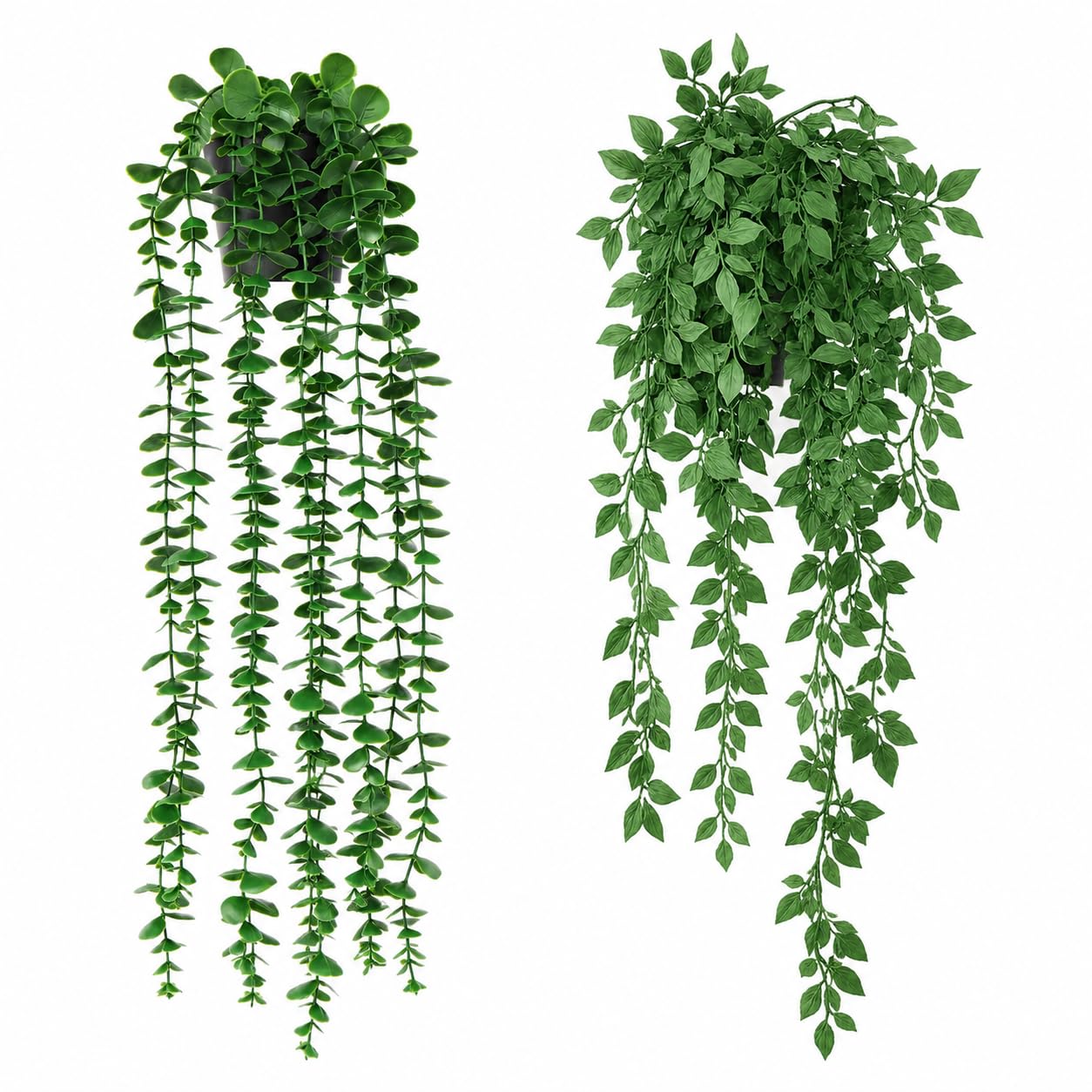 RITOLLO 2-Pack Artificial Hanging Plants with Pots