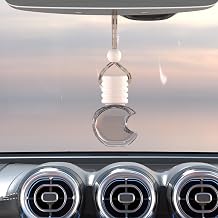5PCS Hanging Car Air Freshener, Auto Interior Decoration 8 ml Oil Diffuser Perfume Aromatherapy Pendant Empty Glass Bottle, Fragrance Ornament with Vent Clip Wooden Cap and Rope Apple