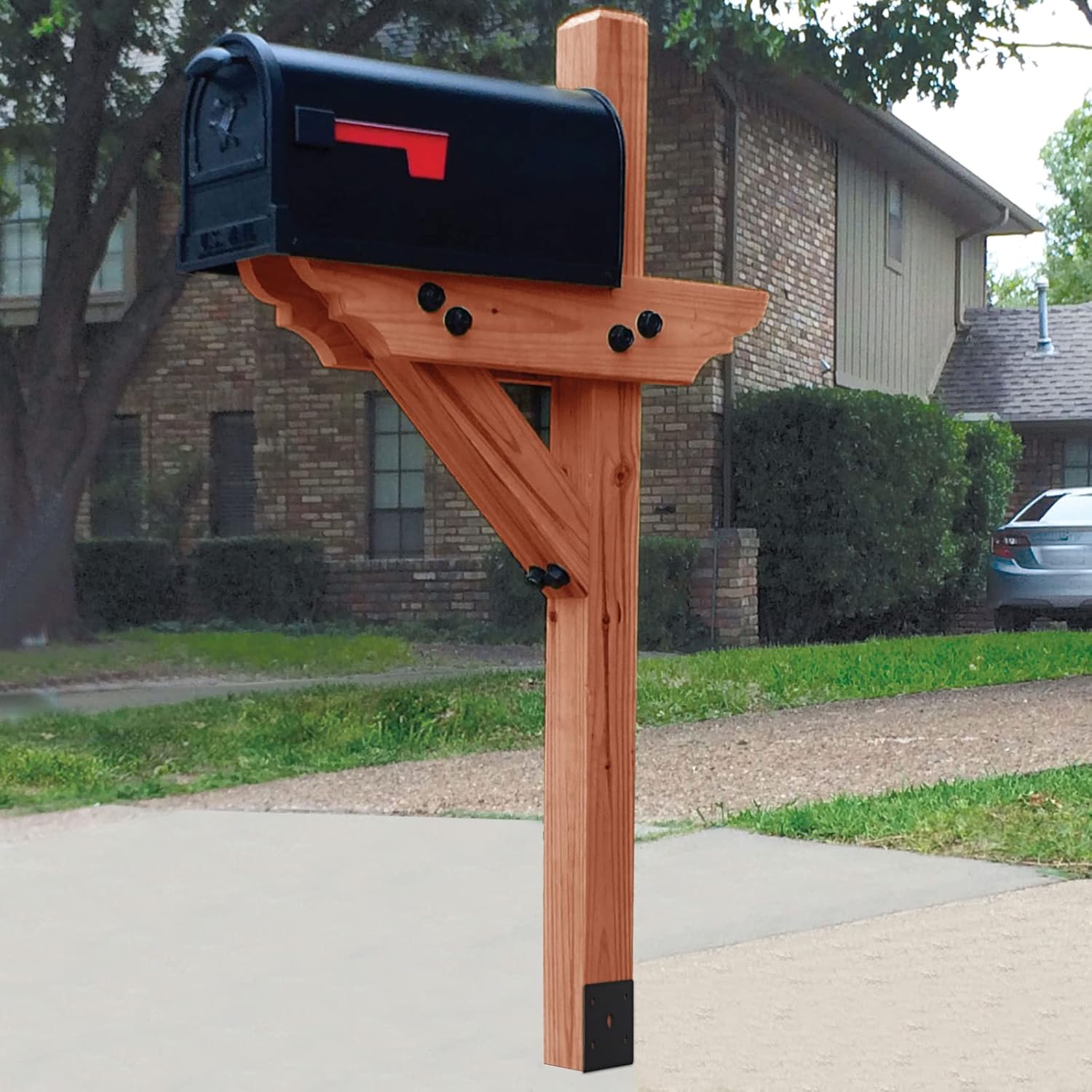 Gtongoko U Shape Fence Post Holder 6 Inches x 6 Inches 4 Pack,Suitable for 5.5 Inches x 5.5 Inches Wood Posts Concrete Post Anchor Deck Post Base Black