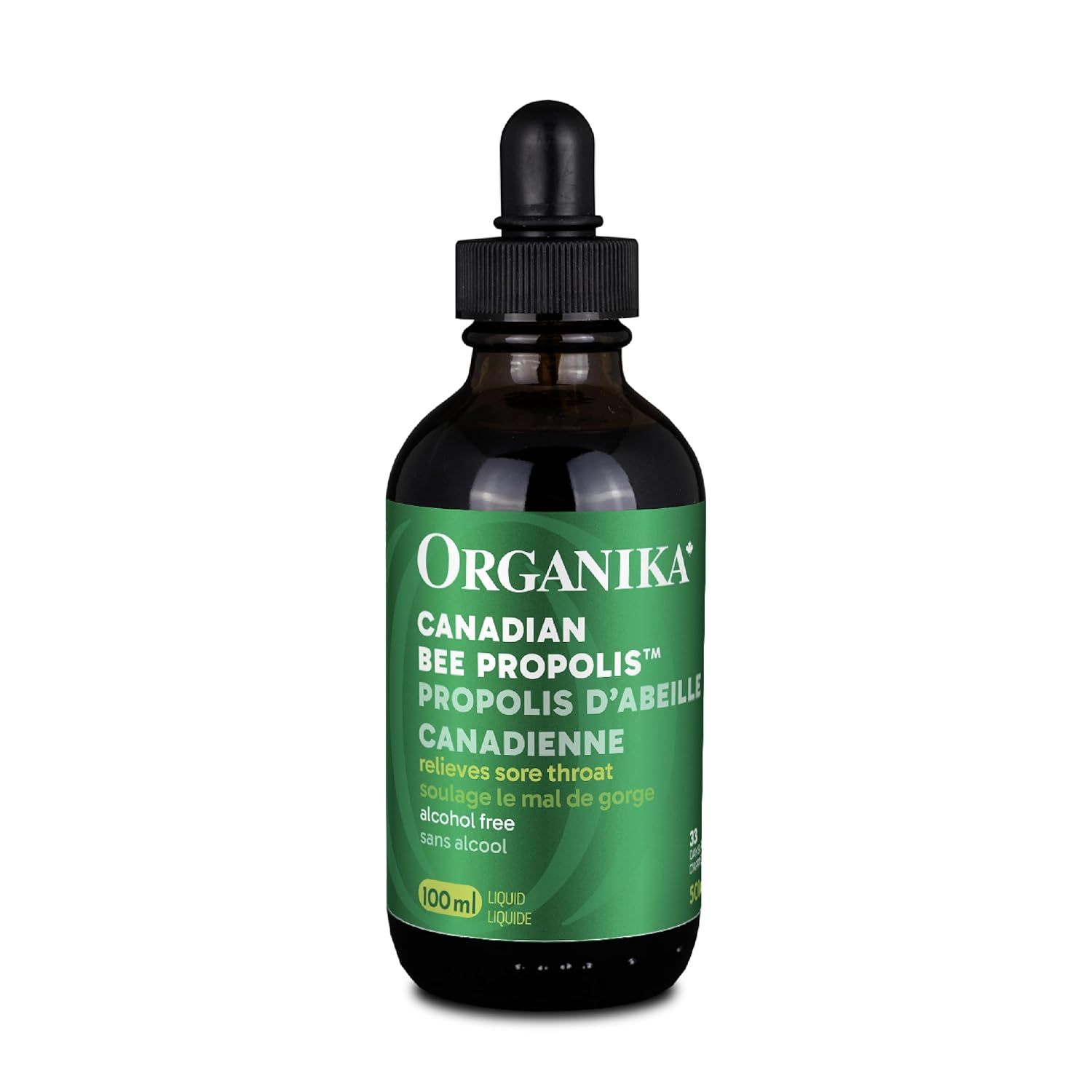 Organika Canadian-Made Bee Propolis Liquid- Natural Immune Support, Sore Throat Relief, Antioxidant, Alcohol-Free- 100 ml