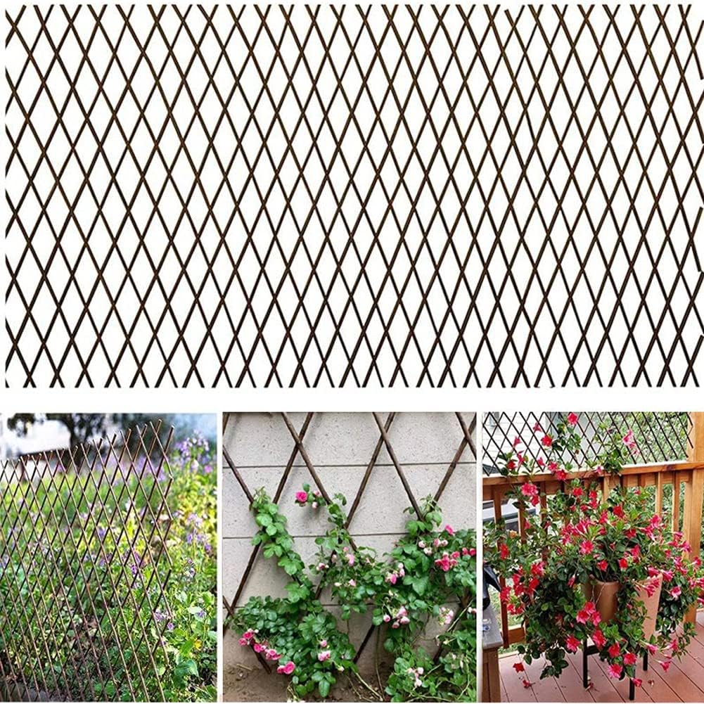 2 Pack Willow Expandable Lattices Fence，Garden Fence Trellis for Climbing Plants Support 36x92 Inch (2)