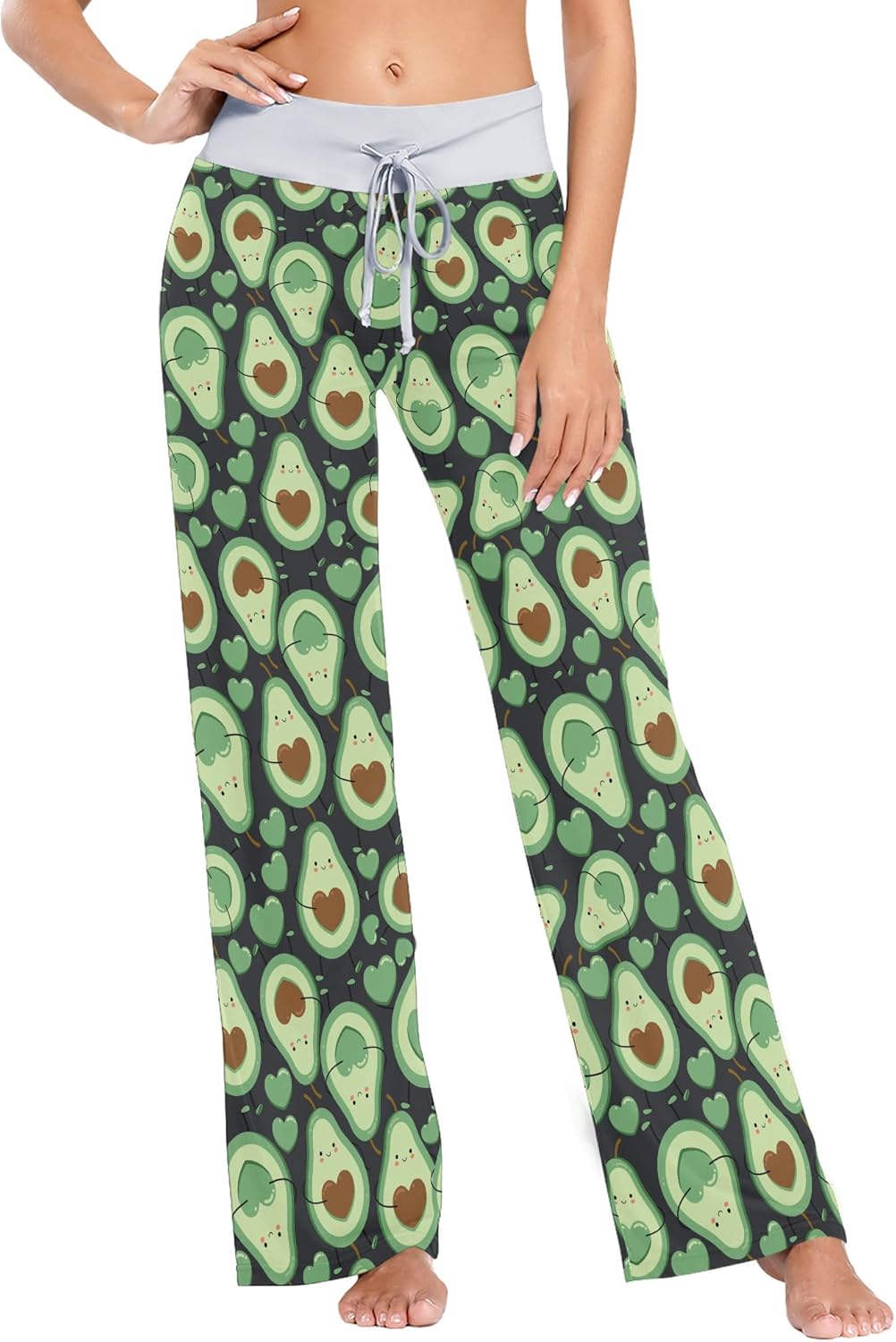 Fisyme Pajama Pants for Women Pjs Bottoms Drawstring Wide Leg Jogger Lounge Yoga Sweat Pants