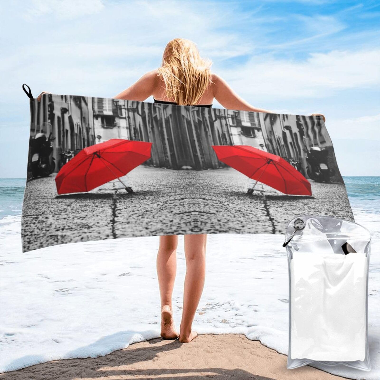 Serviette de bain surdimensionnée rouge à séchage rapide pour camping