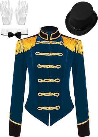 Womens Circus Ringmaster Tassel Jacket Coat Velvet Victorian Tailcoat Party Costume