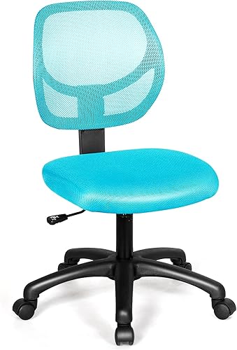 POWERSTONE Silla de oficina en casa sin brazos, silla ergonómica de escritorio de oficina, silla de trabajo pequeña, respaldo bajo, silla giratoria