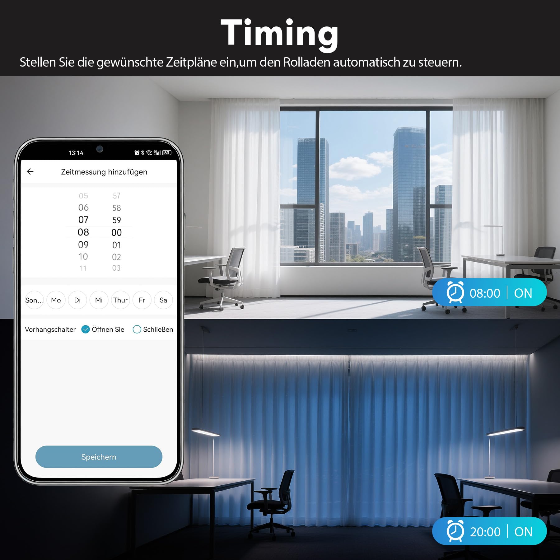 Interruttore per tapparelle Wi-Fi, timer intelligente per tapparelle, compatibile con Alexa/Google Home, interruttore a rullo wlan con app smart life controllabile, necessita di conduttori