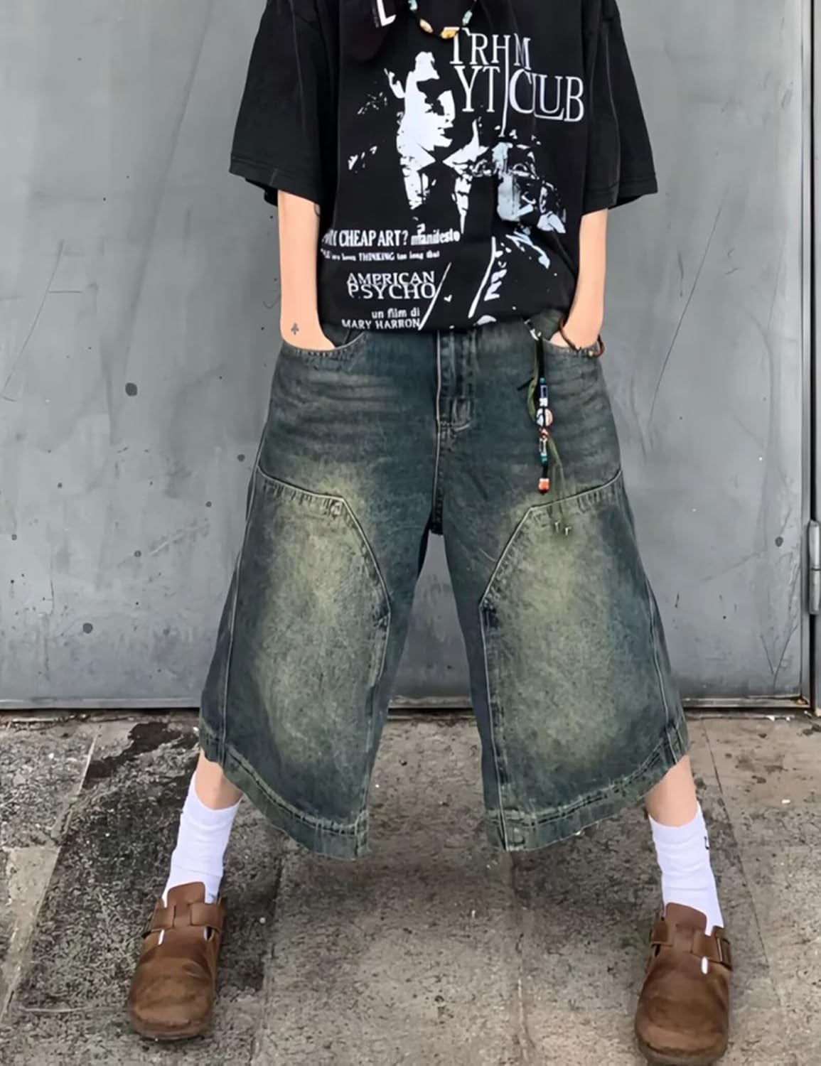 Y2k Shorts Men Vintage Baggy Jean Shorts Long Jorts Grunge Denim Bermuda Short Streetwear - Image 3