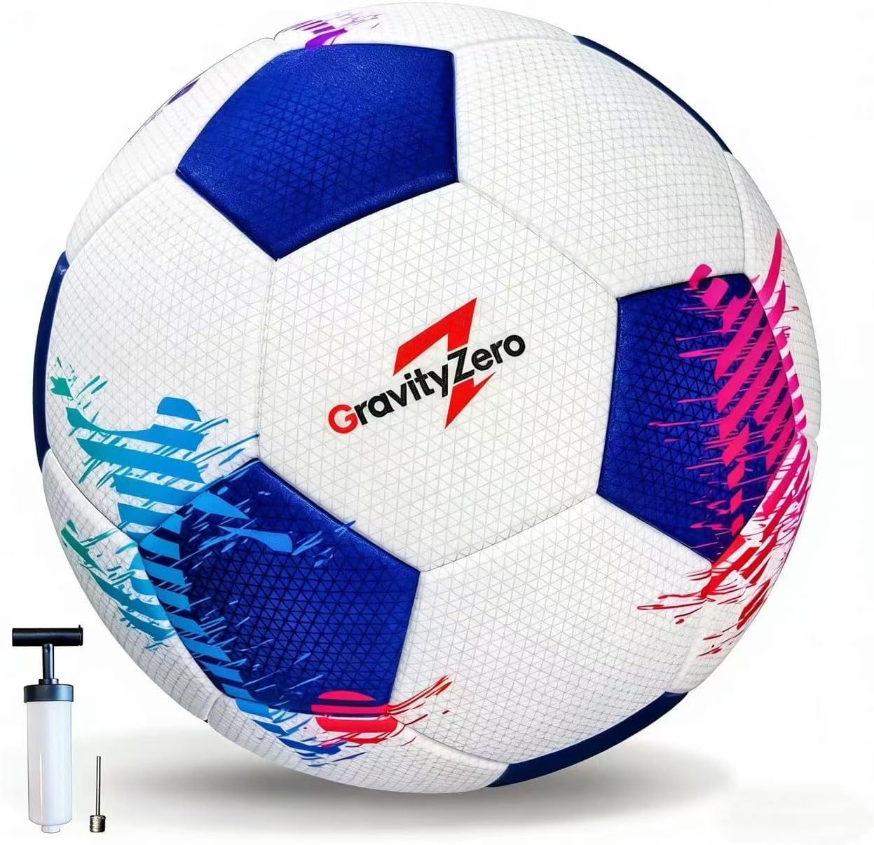 GravityZero Size 5 Soccer Ball with Pump and Needles -Waterproof TPU Leather, Seamless Thermal Bonded, Professional Training & Official Match Ball for Adults and Youths