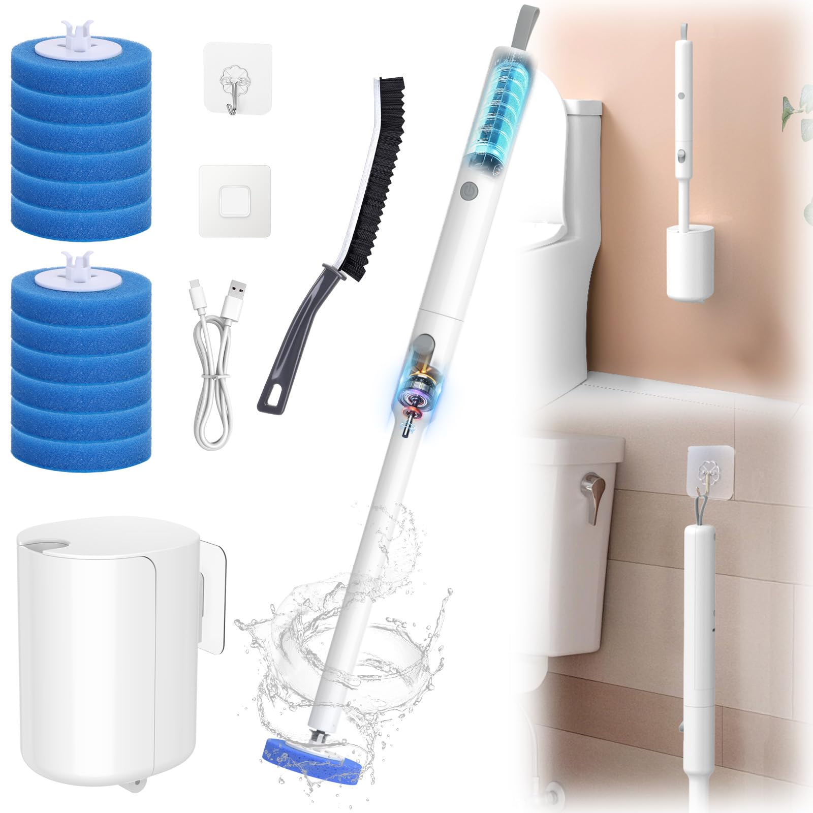 Kit Scopino WC Monouso Con Supporto – 12 Ricariche Igieniche – Testina Girevole 360° - 3