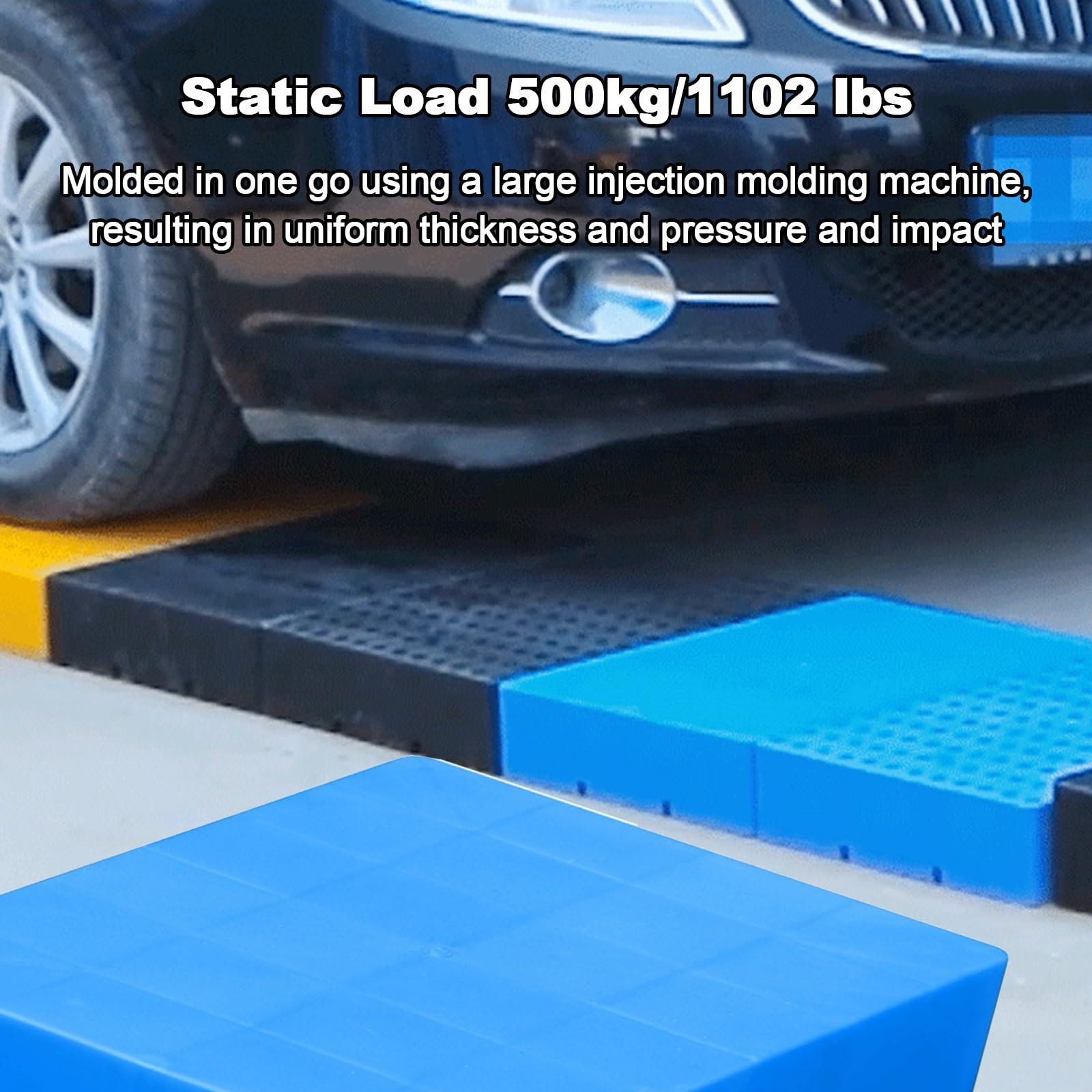Pallet in plastica HDPE per cantina, design impermeabile, resistente, stampaggio monopezzo, capacità di carico 499,9 kg, ideale per garage e supermercati (blu, 40 x 30 x 10 cm)