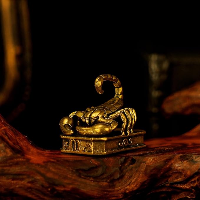 CHOVY Scorpio – Scorpion Zodiac Brass Sculpture – Handmade Solid Retro Collectible, Mystical Desk Decor for Astrology & Horoscope Fans