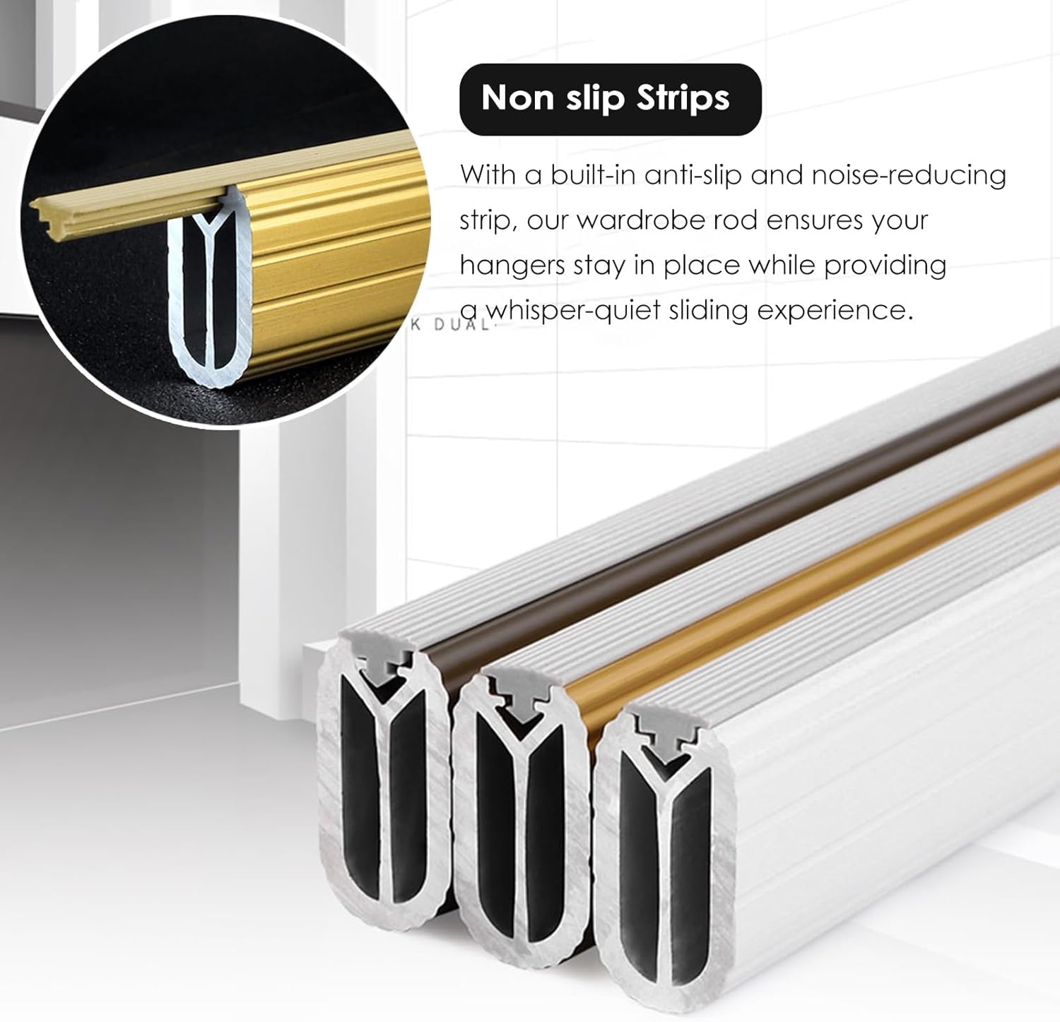 Wardrobe Closet Rod, Wardrobe Poles for Hanging Clothes, Sturdy Closet Rods Holders Metal Support Shelves Rail Black Brown 20 31 40 47 55 63 Inches Wide, Cabinets Organizer Hanger Tube(Brown,100CM/39.