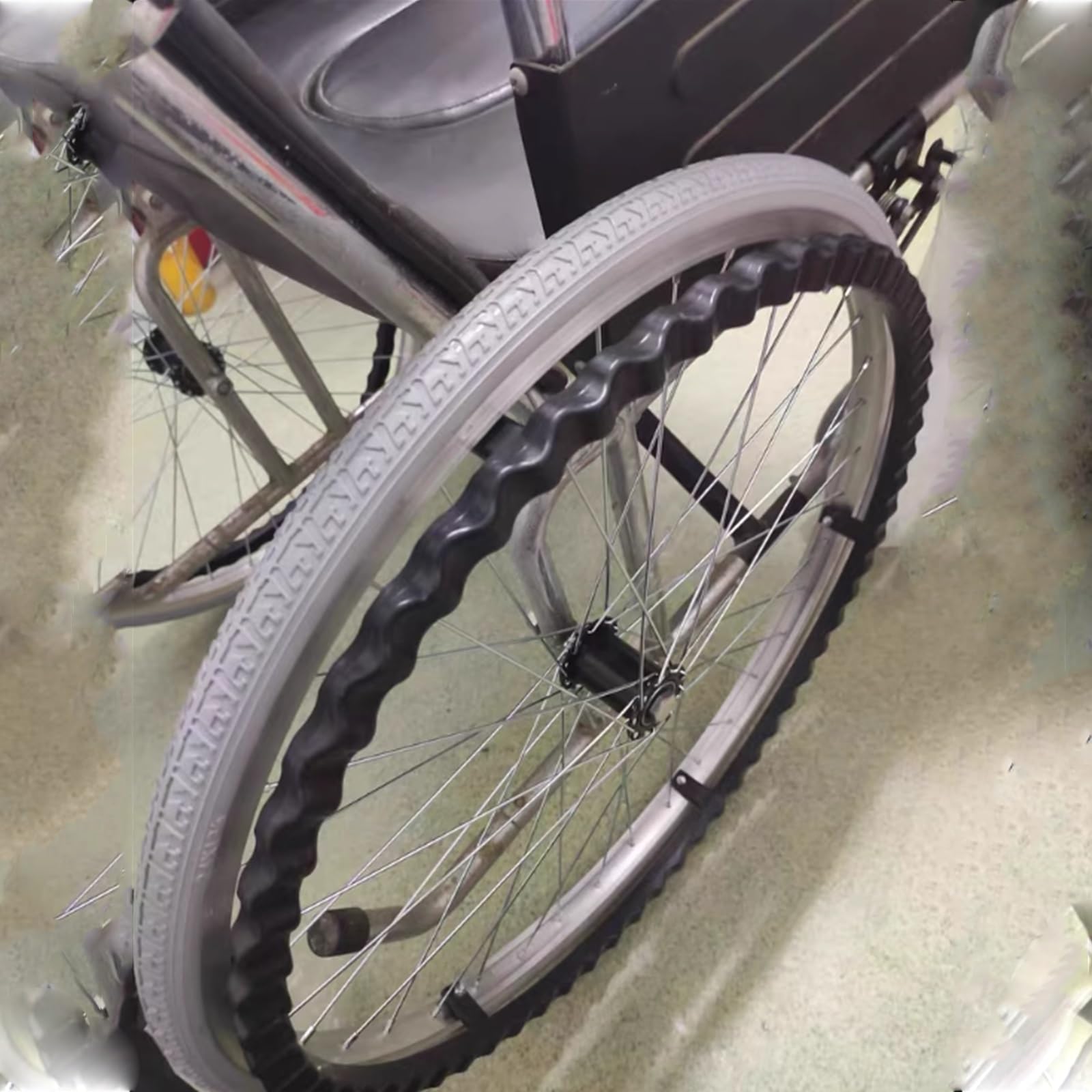 Czarne I Szare Opony, Cienkie I Grube Tylne Koła Do Wózków Inwalidzkich, Z Prętami Spiralnymi, Mocny Chwyt, Wytrzymałe Na Wózki Inwalidzkie Ręczne,(Black,Thick)