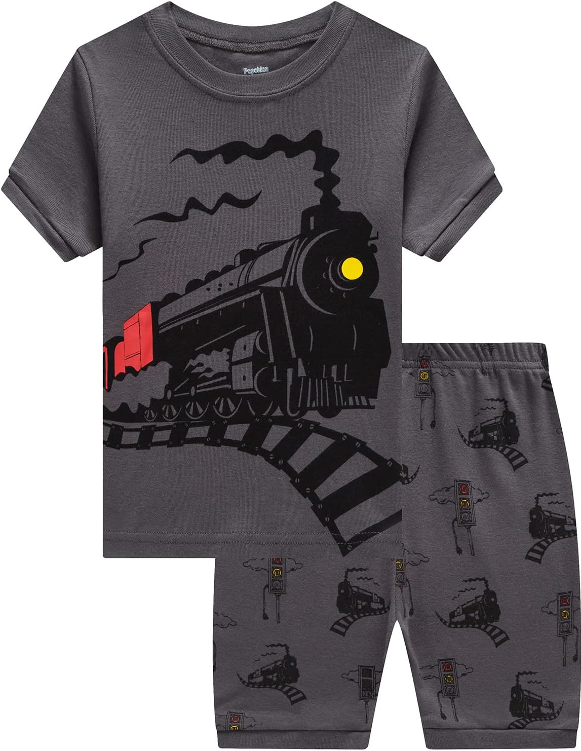 Little Boys Short Set Pajamas for Boys 100% Cotton Toddler Train Dinosaur Sleepwear Summer Clothes Size 2-7T