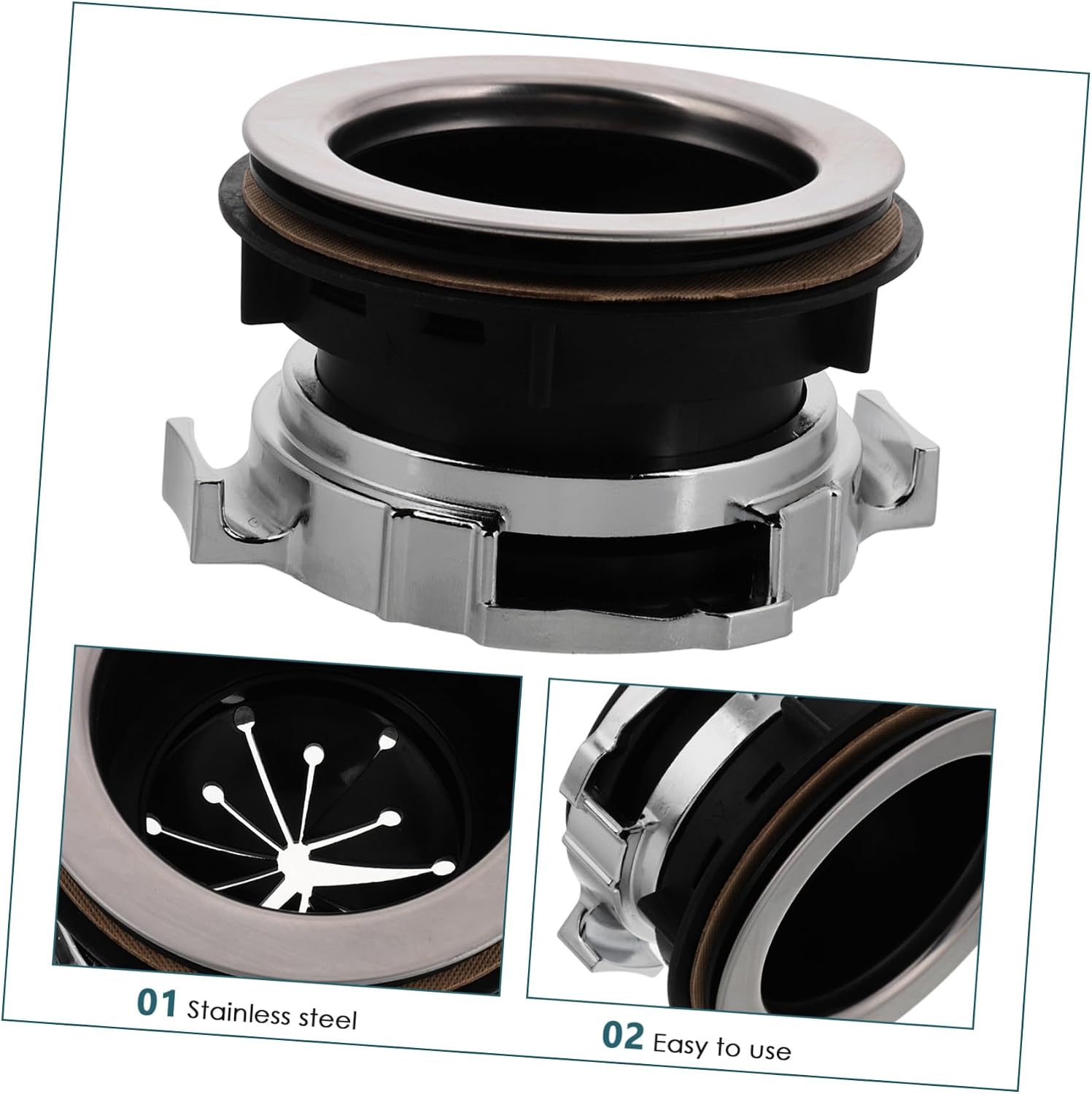 Uonlytech Stainless Steel Waste Disposal Flange Splash Guard Garbage Disposal Parts for Secure Locking and Clean Kitchen Environment