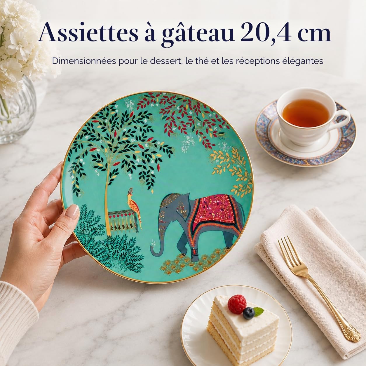 Portmeirion Home & Gifts Sara Miller SMI78964-XG Lot de 4 assiettes à gâteau Multicolore