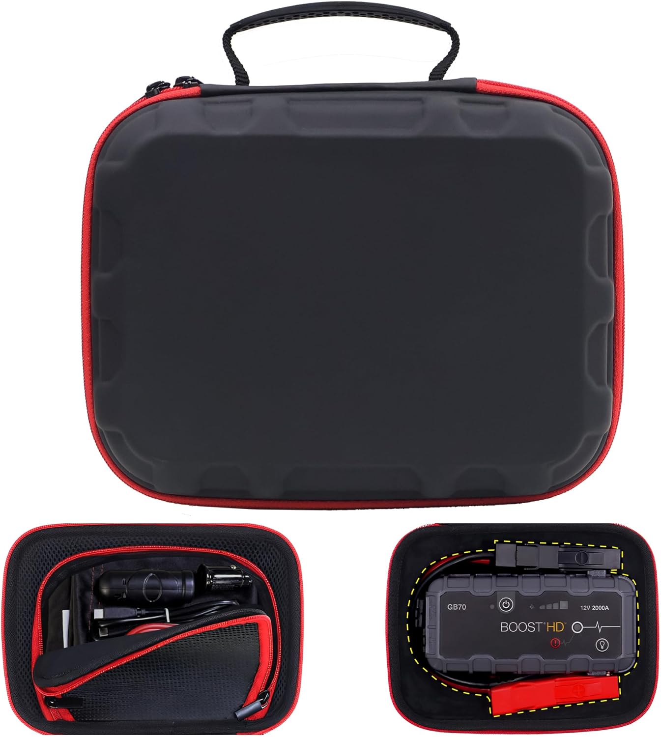 EVA Case Compatible with Boost GB70 / Boost X GBX75 UltraSafe Jump Starter Lithium Battery Booster Pack and Accessories, YPW Protection Case for Car Jumper Starter Portable (PU Material)