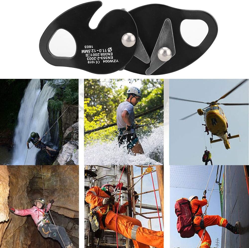 Climbing Rope Grab Rescue Descender Clamp Gear for 11-12.5mm Rope Mountaineering Rock Climbing