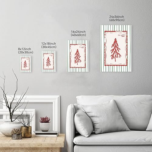 Miniatura 3 de Juego de 3 carteles de arte de pared de invierno, diseño retro de Navidad, impresiones en lienzo para decoración acogedora de Navidad, 8 x 12