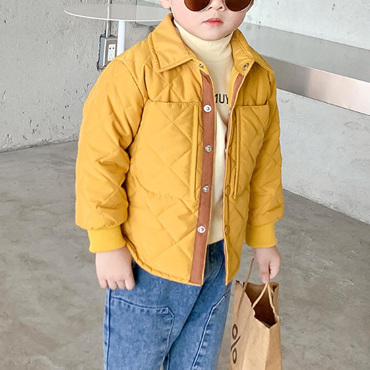 Boys' Warm Jacket Winter Lightweight Casual Coat Solid Button Down Outerwear