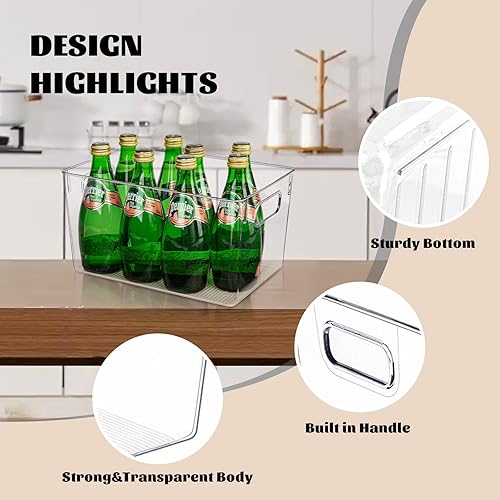 Miniatura 3 de Contenedores de almacenamiento de plástico transparente, paquete de 6 organizadores grandes de despensa y contenedores de almacenamiento para