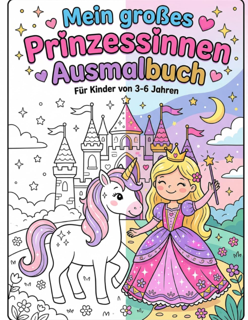 Prinzessinnen Ausmalbuch für Kinder ab 3 Jahren: Mit 50 einfachen Motiven / Prinzessinnen, Schlösser und magische Welten