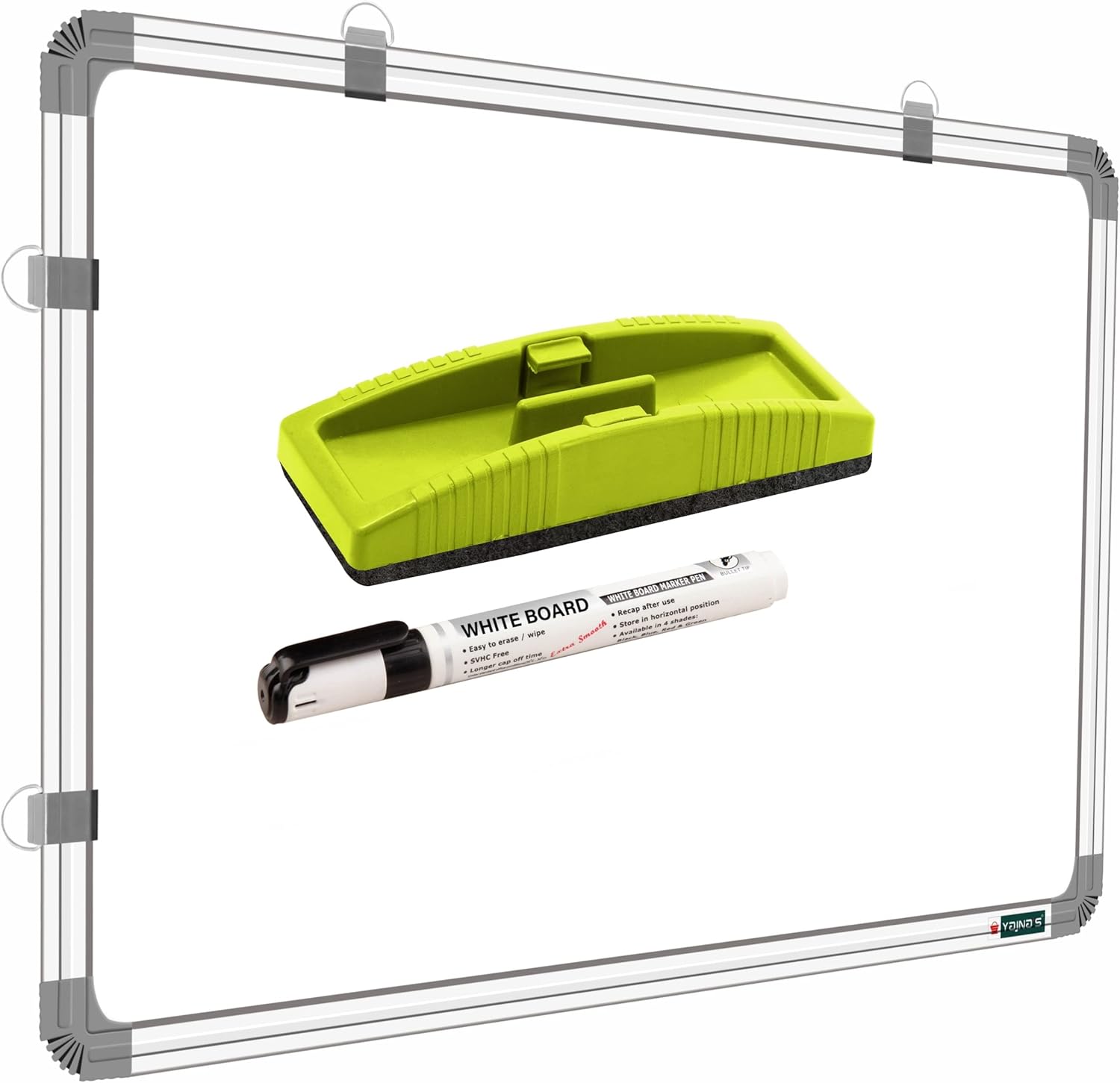 Non-Magnetic 2x3 Feet (23x35 Inch) Double Sided Whiteboard and Chalkboard Both Side Writing Board with 1 Marker & 1 Duster - Set of 3 Items