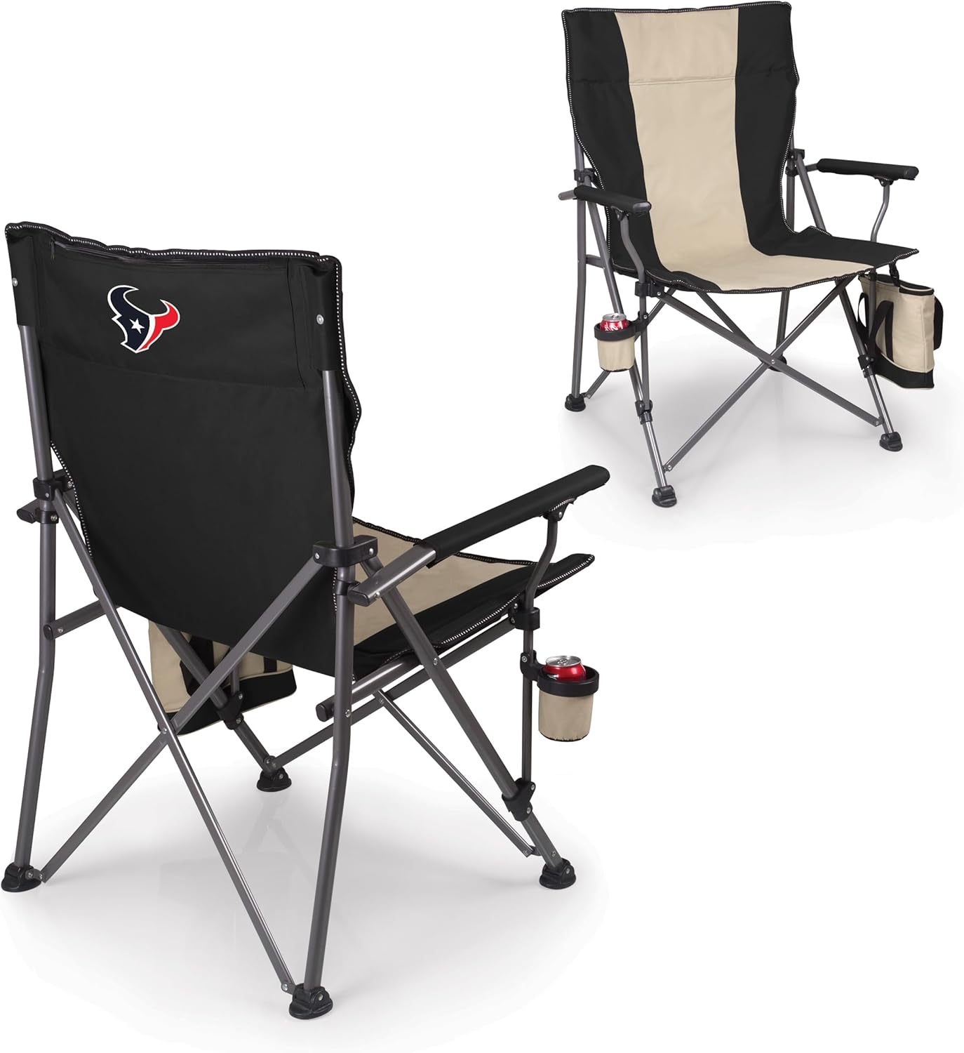 Picnic TIME NFL Houston Texans Big Bear XXL Camp Chair with Cooler, Heavy Duty Beach Chair, 500 lb Capacity Camping Chair with Carry Bag, (Black)