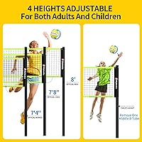 Vista 3 de Sistema de red de voleibol portátil de tamaño reglamentario de 32 pies para patio trasero y playa con postes de altura ajustable, voleibol