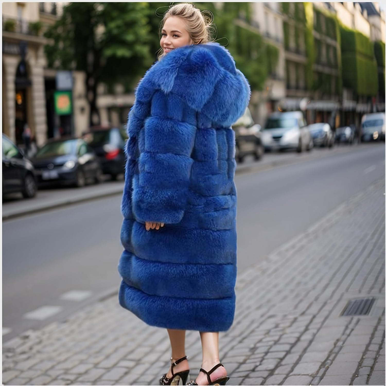 Lisa Colly Women's Winter Plus Size Parka Overcoat Long Sleeve Faux Fur Coat Jacket with Big Hooded