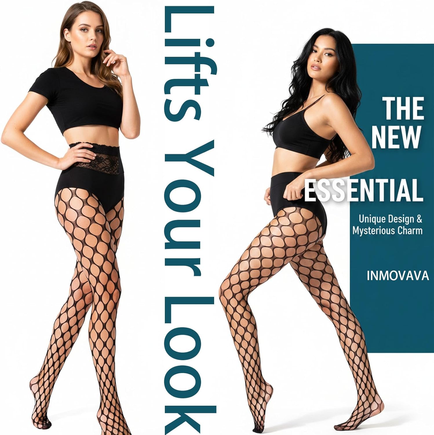 Women's High Waist Fishnet Tights Hollow Out Mesh Stockings for Festival Streetwear Layering - Image 2