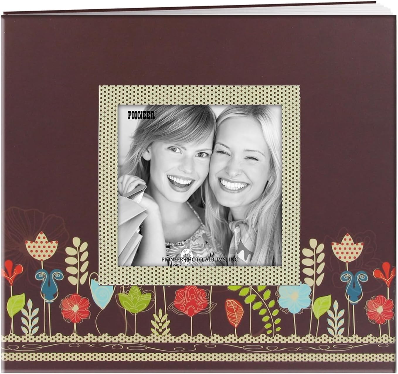 Pioneer Photo Albums 20 Page Designer Printed Raised Frame Garden Cover Scrapbook for 8 by 8-Inch Pages, Clear,White