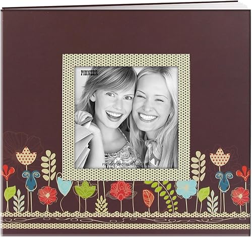 Pioneer Photo Albums 20 páginas de diseño impreso con marco elevado para jardín, álbum de recortes para páginas de 8 x 8 pulgadas, transparente,