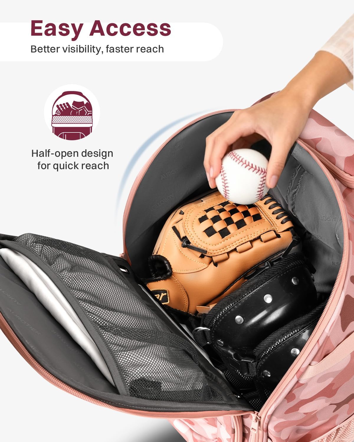 Rolling Baseball Bag with Wheels, Large All-Terrain Wheeled Softball Bag Holds 4 Bats, Water-Resistant Baseball Roller Backpack with Shoe Compartment and Fence Hooks for Players and Coaches