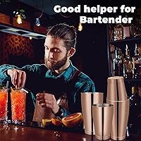 Vista 7 de Sabary Juego de 6 cocteleras profesionales Boston de acero inoxidable, mezclador de bebidas Martini, herramienta básica, batido ponderado, juego