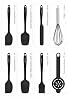 Valletta Drongo Heat Resistant Fireproof Nonstick Silicone Spatula Set 8 Pieces Black