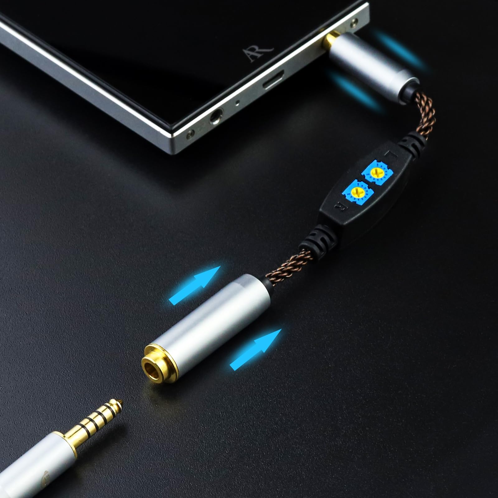 okcsc Cavo di conversione da maschio 3,5 mm a femmina 3,5 mm, convertitore jack per auricolari OFC, regolazione a bassa frequenza, resistenza regolabile, adatto per auricolari, cuffie, amplificatori,