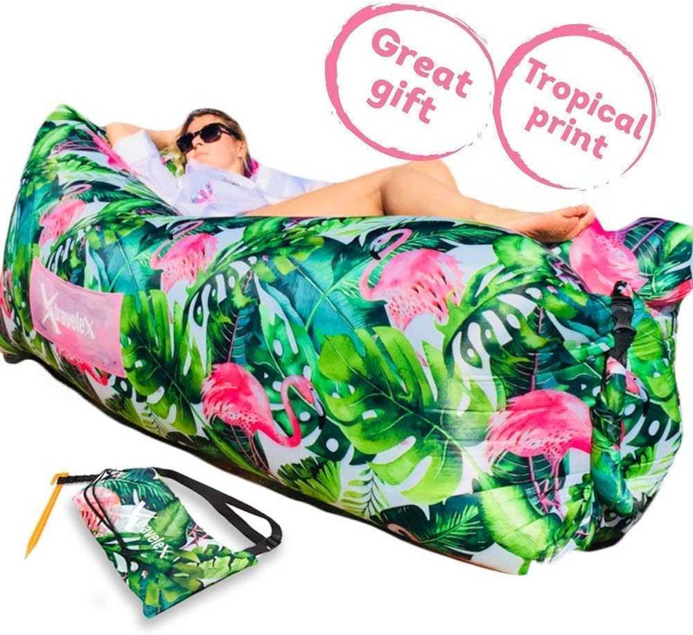 Inflatable Lounger Air Sofa Hammock Portable Lounge-Air Sofa Bag Inflatable Lounger Beach Bed-Lazy Lounger Inflatable Couch-Portable Sofa Inflatable Sleeping Bag Beach Hangout Lazy Air Bed