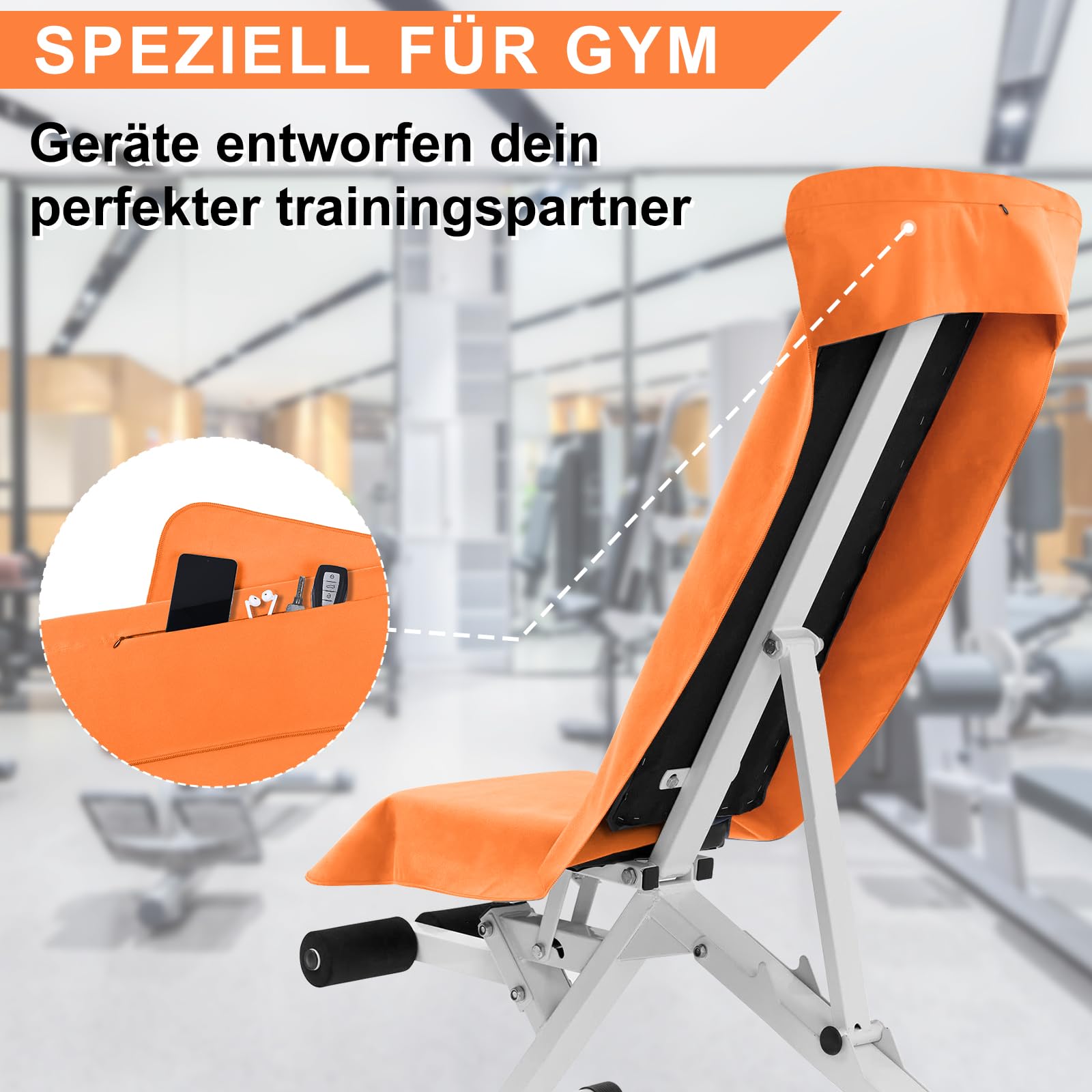 Pameil Asciugamano Microfibra, 120x50cm Asciugamano Palestra, Leggero & Assorbente Telo Palestra Microfibra Con Tasca Con Cerniera per Viaggi, Spiaggia, Yoga, Sauna