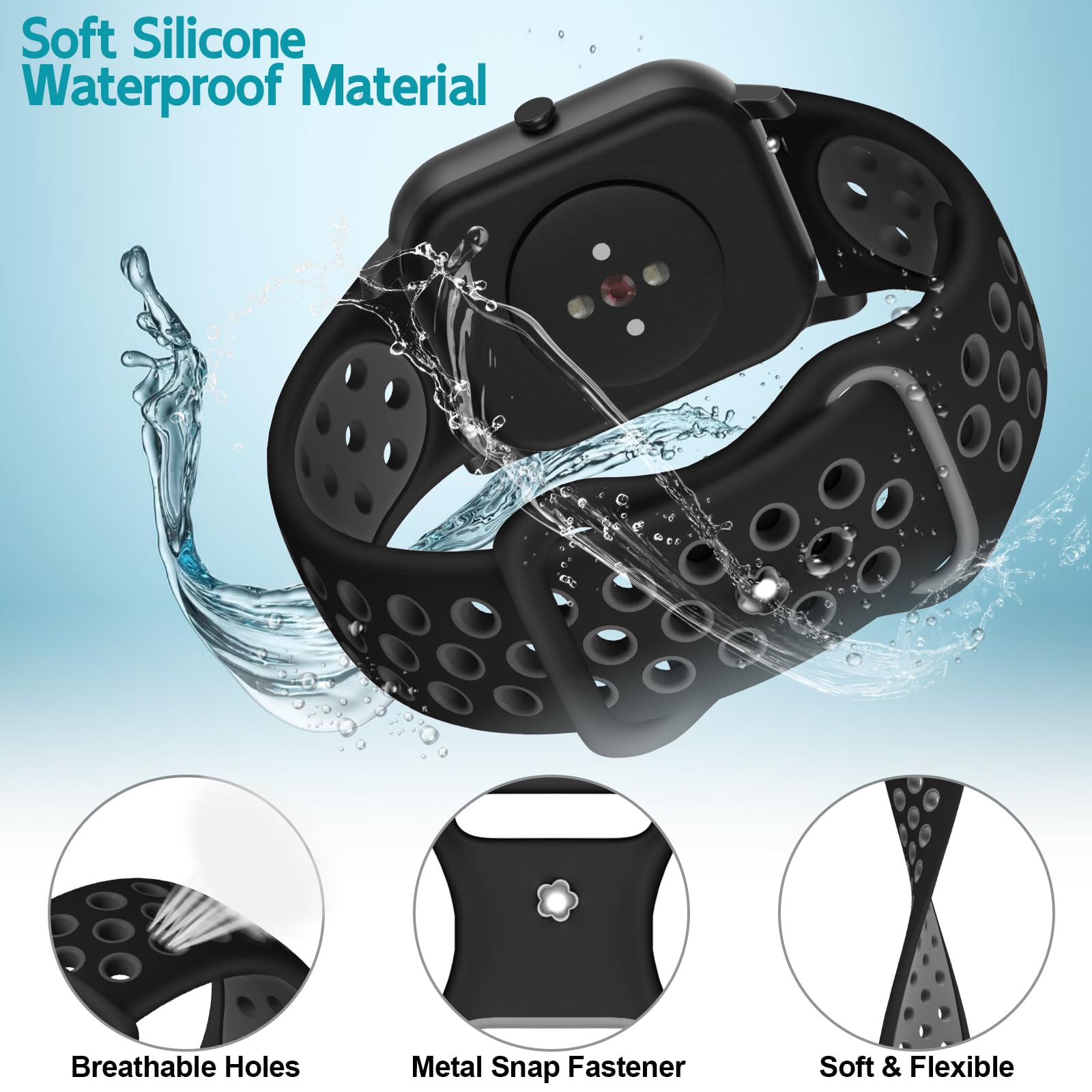 Cinturino per Amazfit GTS, 20mm Silicone Cinturini di Ricambioo per Amazfit GTS 4, GTS 4 Mini, GTS 3, GTS 2, GTS 2 Mini, Amazfit Bip, Bip 3, Bip 3 Pro, Bip U, Bip U Pro, GTR Mini, Amazfit Active