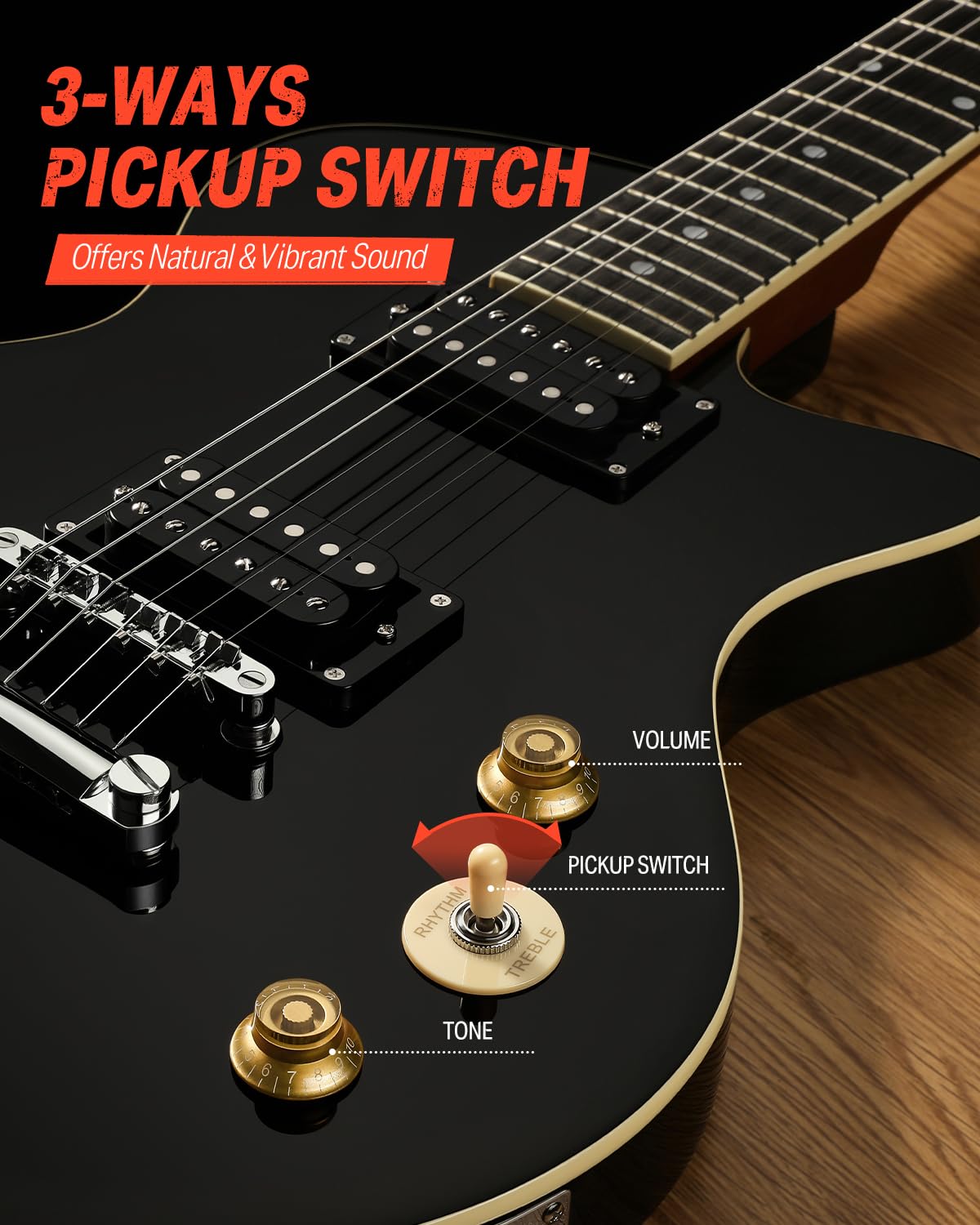 Donner DSC-128 E-Gitarren-Anfängerset 39" Schwarz – Volle Größe, massiver Erlenkorpus, H-H-Tonabnehmer, C-förmiger Hals, inkl. Gigbag, ideal für High-Gain Rock