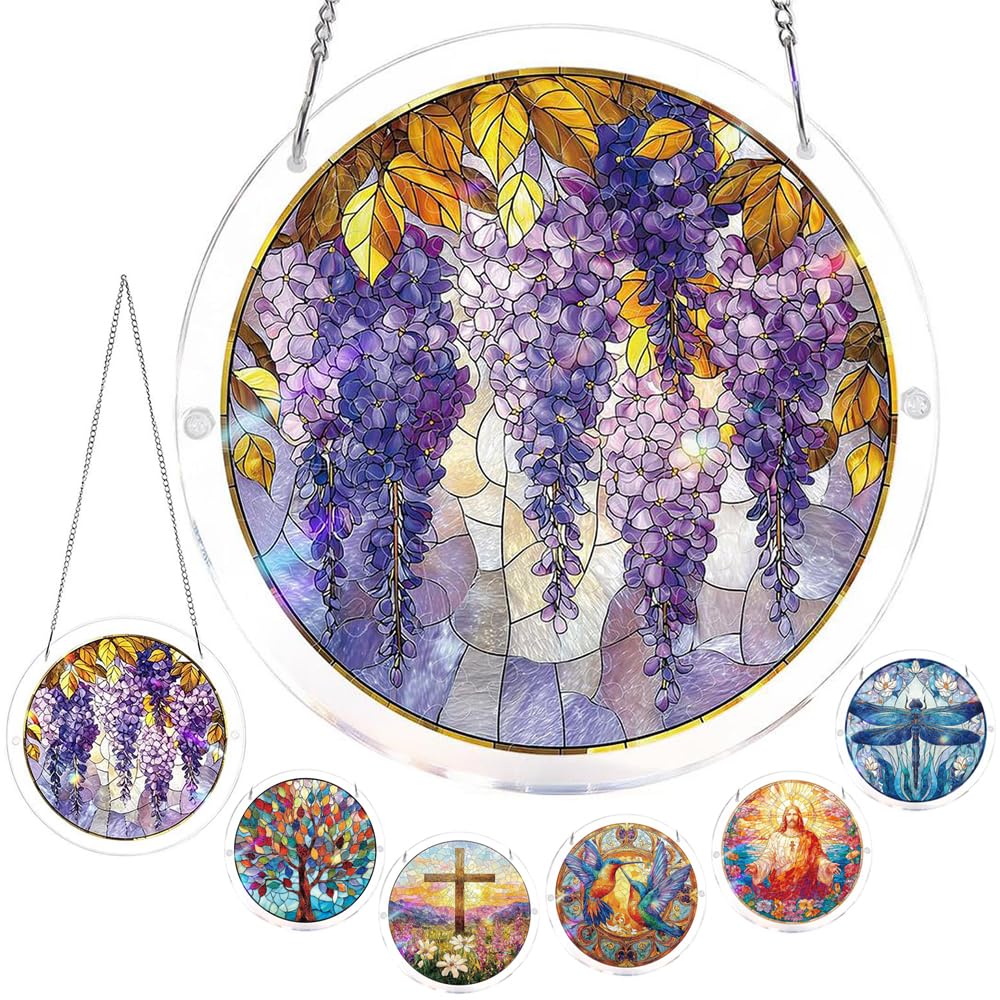 Acrylic Puzzles Suncatcher Window Hanging, Acrylic Puzzle for Adult, 83 Pieces Acrylics Jigsaw Puzzle Suncatcher, Colorful Flame Hummingbird Sun Catchers Window Hanging Panel (Style F) — view 26