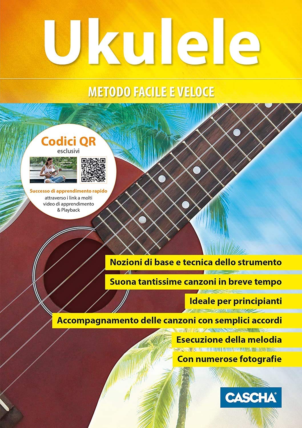 CASCHA Sopran Ukulele Set Italienisch für Kinder & Erwachsene I Starter Kit mit 3 Plektren Tasche Lehrbuch Lernvideos über QR-Code I Stimmgerät I Aquila Saiten I Kleine Hawaii Gitarre I Cappuccino, 0