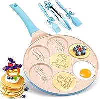 Vista 5 de Sartén para huevos de dinosaurio, sartén para tortillas, 7 tazas, sartén para panqueques para huevos, panqueques, plett, crepes antiadherente