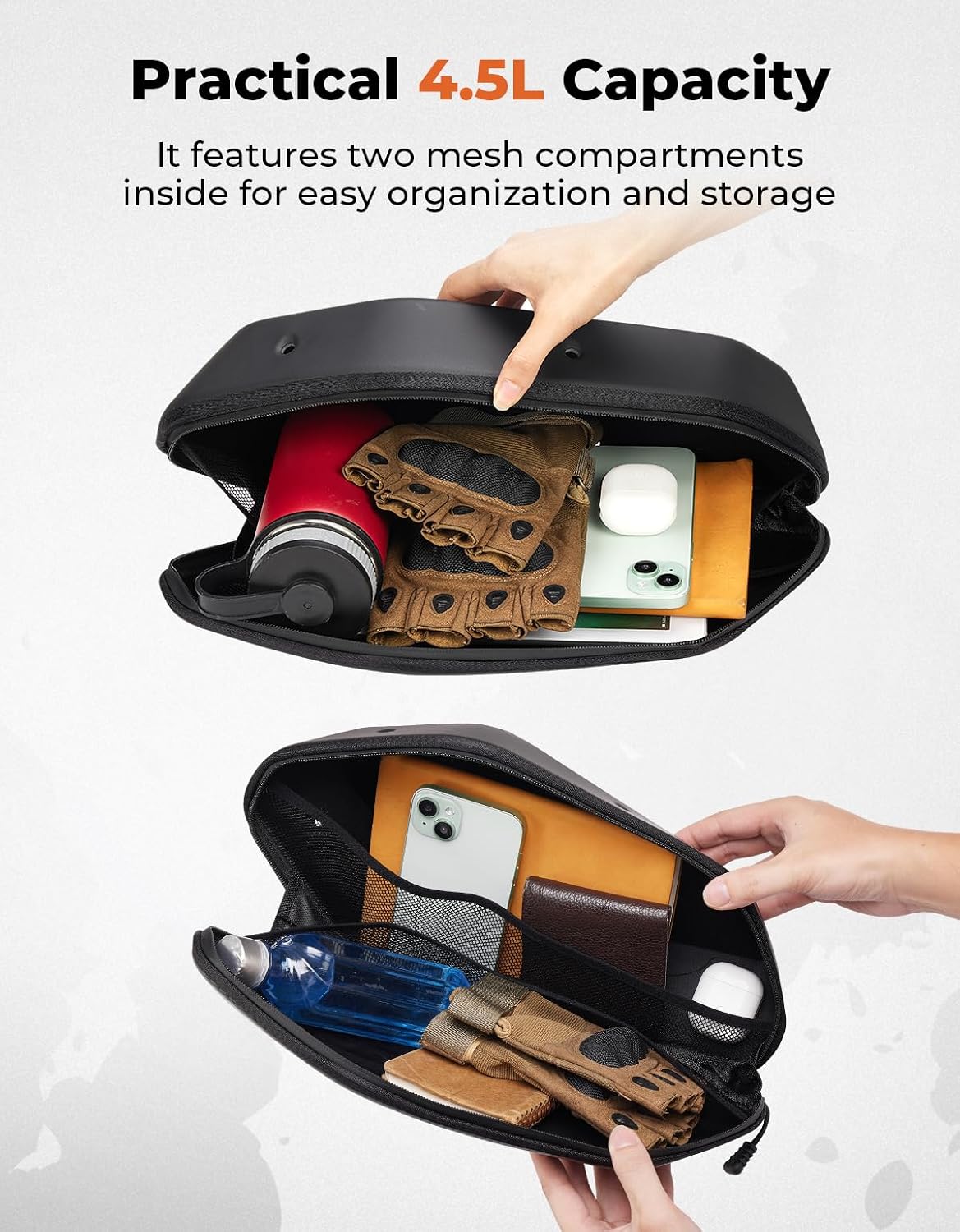 KEMIMOTO Lower Door Bags Semi-Rigid Compatible with Can-Am Maverick R 2024+, 4.5L EVA Water-Resistant, Front Door Only